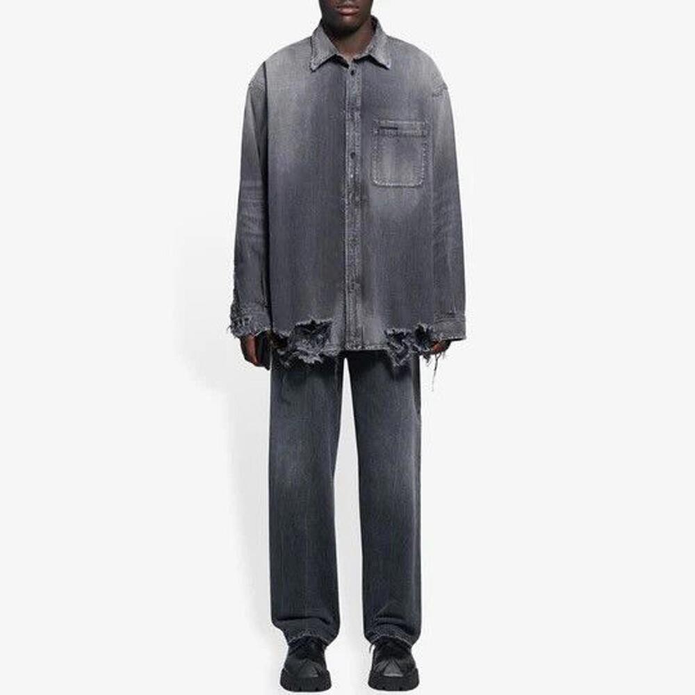 Balenciaga destroyed denim shirt